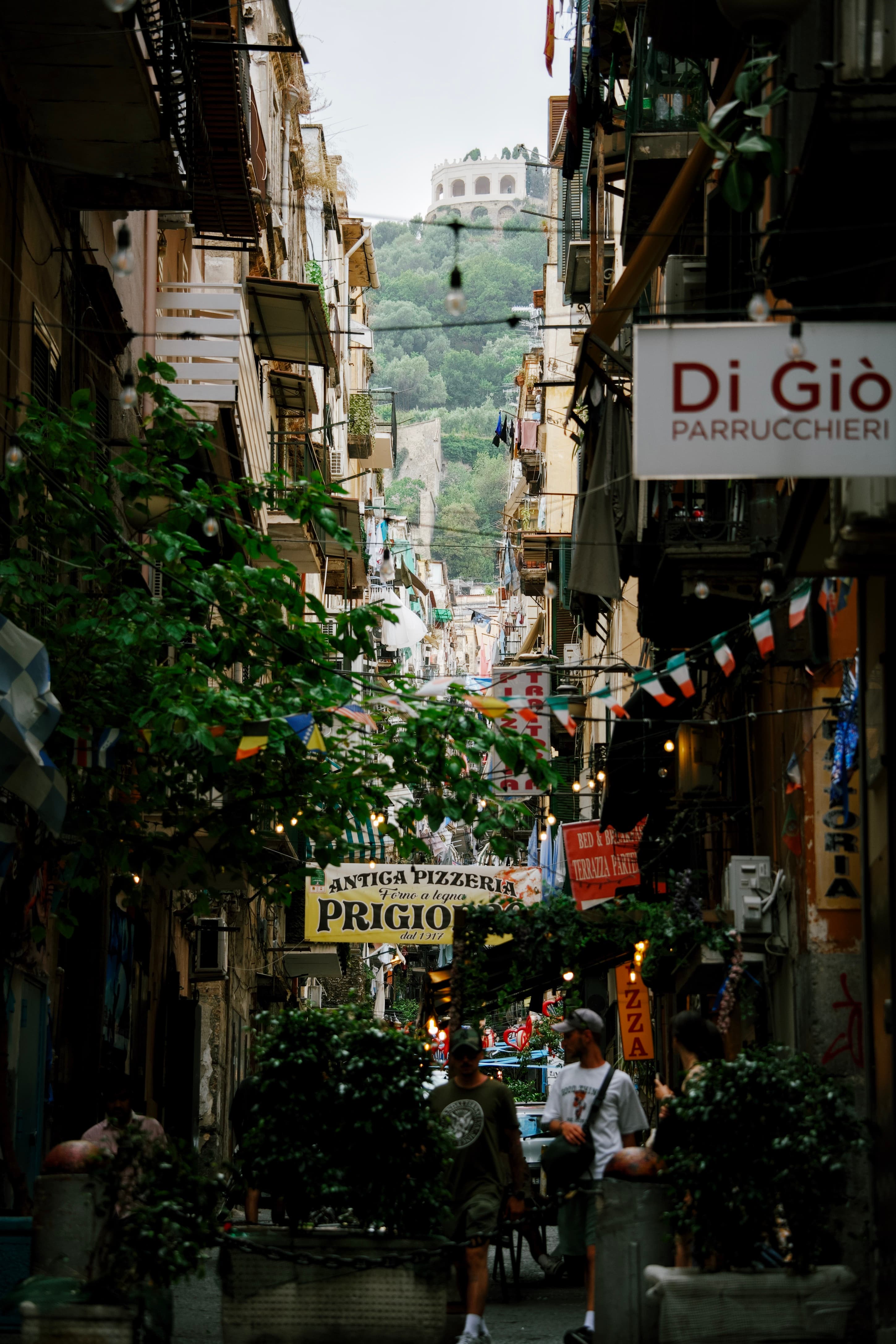 The pagoda's shadow falls into the alley